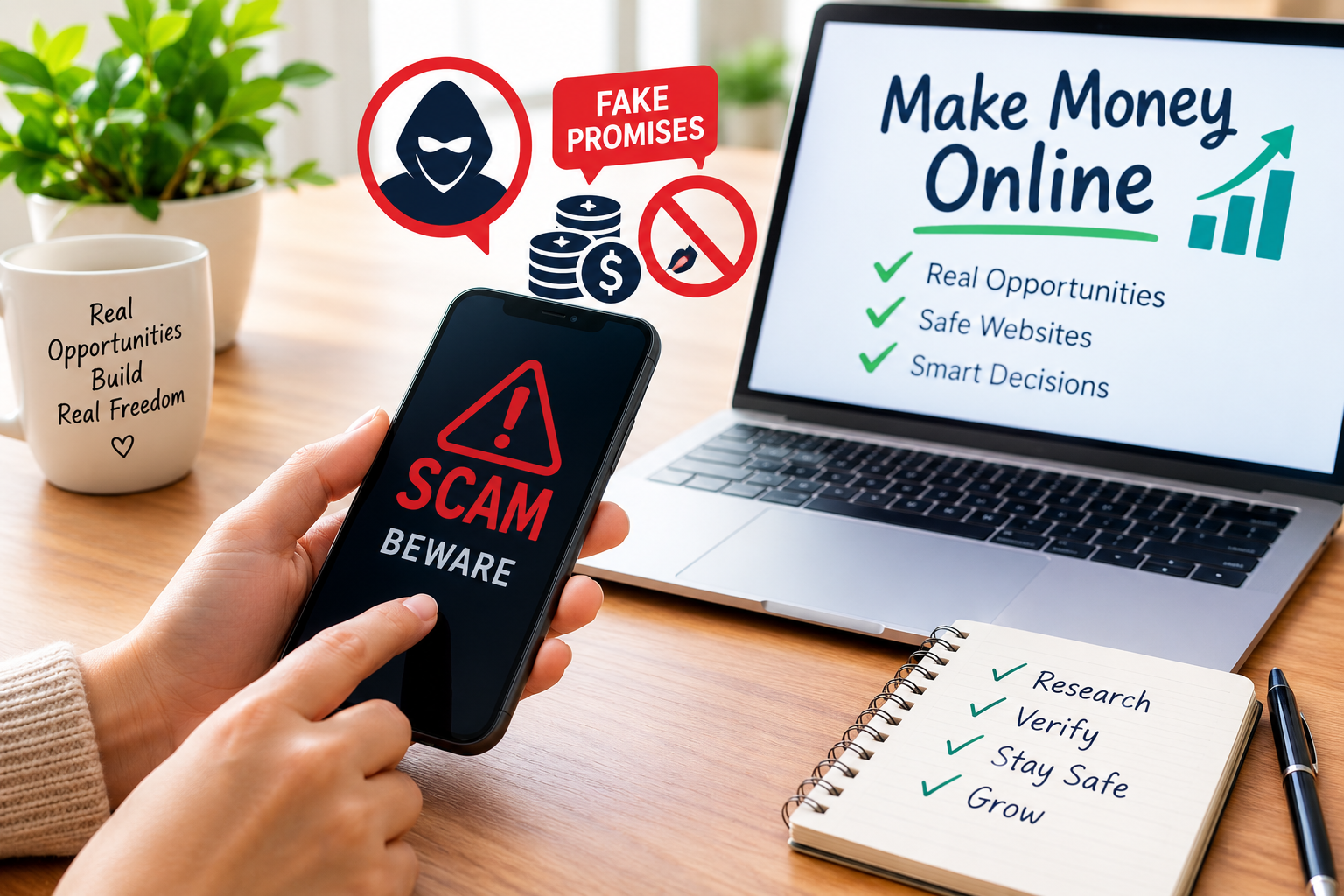 Online scam warning and how to identify false promises