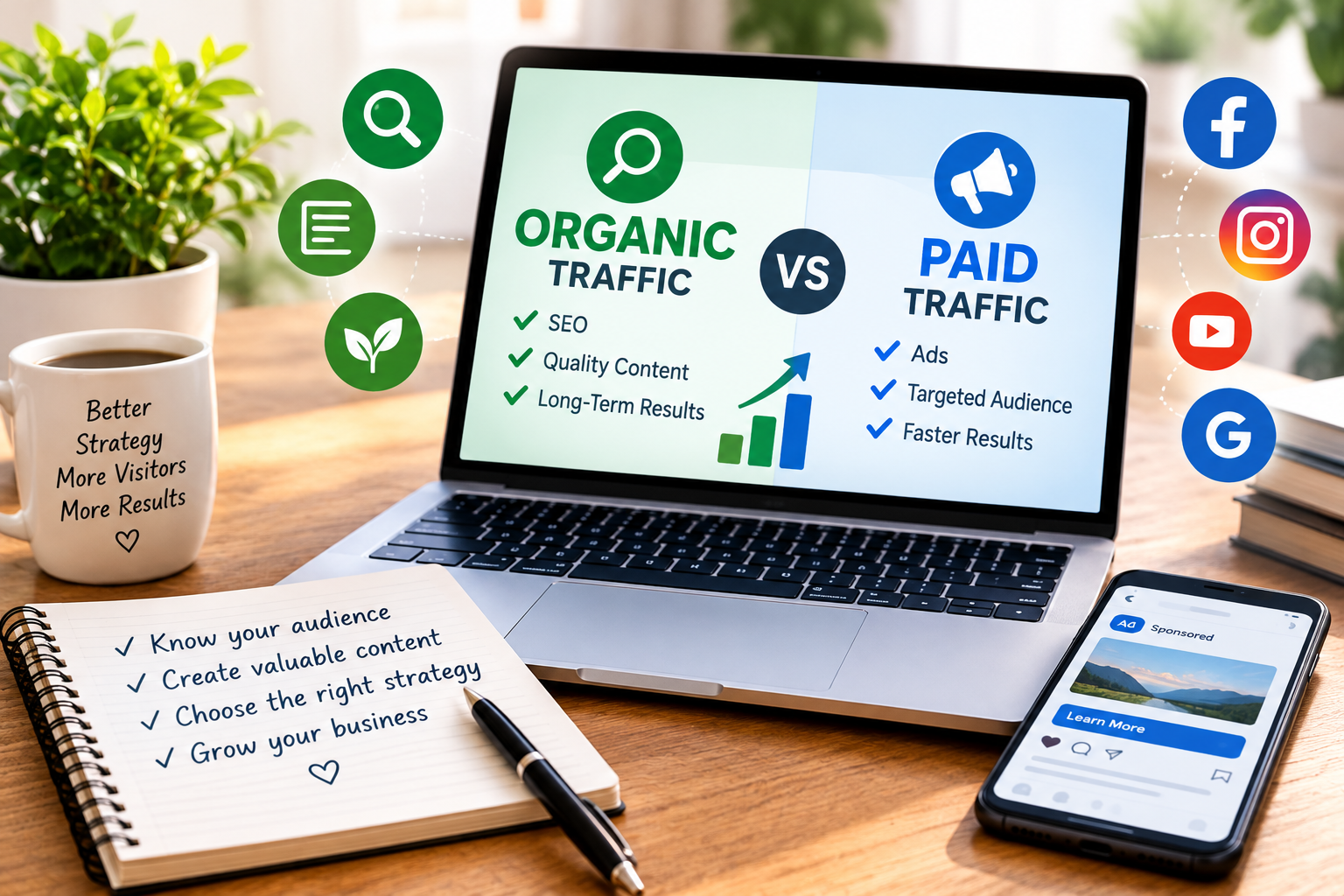 Organic and paid traffic strategies for online business